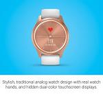 Garmin vivomove Style, Hybrid Smartwatch with Real Watch Hands and Hidden Color Touchscreen Displays, Rose Gold with White Silicone Band