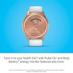 Garmin vivomove Style, Hybrid Smartwatch with Real Watch Hands and Hidden Color Touchscreen Displays, Rose Gold with White Silicone Band