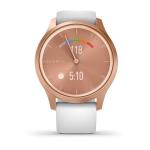 Garmin vivomove Style, Hybrid Smartwatch with Real Watch Hands and Hidden Color Touchscreen Displays, Rose Gold with White Silicone Band