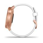 Garmin vivomove Style, Hybrid Smartwatch with Real Watch Hands and Hidden Color Touchscreen Displays, Rose Gold with White Silicone Band