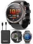 PlayBetter Garmin Fenix 8 Pro AMOLED Sapphire (51mm, Titanium/Graphite) Multisport GPS Smartwatch Bundle - 1.4” Touchscreen, inReach Technology Portable Charger & Screen Protectors