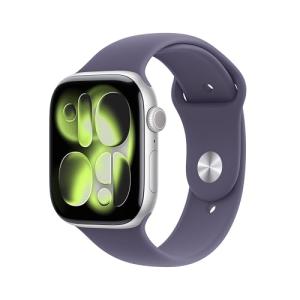 Apple Watch Series 11 [GPS 46mm] Smartwatch with Silver Aluminum Case with Purple Fog Sport Band - S/M. Sleep Score, Fitness Tracker, Health Monitoring, Always-On Display, Water Resistant