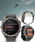 Wearable4U - Garmin Fenix 8 Pro 51mm AMOLED Sapphire Premium Connected Multisport GPS Smartwatch, inReach Technology, Titanium with Graphite Silicone Band w/White Earbuds Bundle