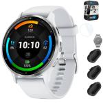 Garmin Venu 3 Health Fitness GPS Smartwatch Silver Steel Bezel w/Whitestone Case (45mm) Bundle with 2 Year Protectio Pack + Deco Essentials Silicone Dust Cover - 3 Pack + 1.4 Inch Screen Protector