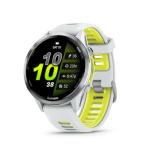 Garmin Forerunner 970 Running Smartwatch, GPS Fitness Watch for Men and Women, Titanium with Whitestone Case and Whitestone/Translucent Amp Yellow Band​​ + Access 600 Fitness Monitor, M-XL​ + More