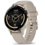 Garmin 010-02785-02 Venu 3S Health Fitness GPS Smartwatch Gold Steel Bezel with French Gray Case 41mm Bundle with Charging Dock, Silicone Dust Cover 3 Pack and USB Type C Charging and Sync Cable