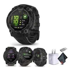 Garmin Instinct 3 45mm, AMOLED, Outdoor GPS Smartwatch, 24/7 Fitness and Tactical Smart Watch, 18 Days of Battery Life, Built-in Flashlight, Black (010-02936-00) Bundle