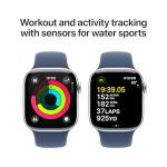 Apple Watch Series 10 [GPS, 46mm] - Silver Aluminum Case with Denim Sport Band, M/L (Renewed)