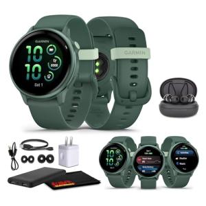 Garmin Vivoactive 6 Smartwatch Metallic Jasper Green with Jasper Green Band Best Fitness GPS Smart-Watch with AMOLED Display, 11-Day Battery, Advanced Activity Tracking Watch Bundle for Men &Women