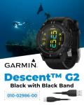 Wearable4U Garmin Descent G2 Watch-Style Dive Computer Smartwatch Black with Black Silicone Band, AMOLED Display, Diving PowerBank Bundle