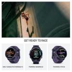 Garmin Forerunner 570 47mm Advanced GPS Running & Triathlon Smartwatch, AMOLED Display, Training & Recovery, Indigo Aluminum w/Translucent Imperial Purple/Indigo Band w/ Wearable4U BLK Earbuds Bundle