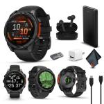 Garmin Fenix 8 47MM AMOLED Premium Multisport GPS Smartwatch Slate Gray with Black Silicone Band, Built-in LED Flashlight, Fitness and Health Smart Watch Bundle for Men and Women