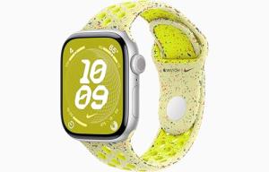 Apple Watch Series 10 [GPS + Cellular, 42mm] - Silver Aluminum Case with Volt Splash Nike Sport Band, S/M (Renewed)