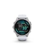 Garmin Fenix 8 43MM AMOLED Premium Multisport GPS Smartwatch Silver with Whitestone Silicone Band, Built-in LED Flashlight, Health & Fitness Smart Watch Bundle for Men & Women