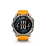 Garmin Fenix 8 51MM AMOLED Sapphire Premium Multisport GPS Smartwatch Titanium with Spark Orange/Graphite Silicone Band, Built-in LED Flashlight, Fitness & Health Smart Watch Bundle for Men & Women