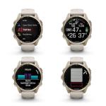 Garmin Fenix 8 43MM AMOLED Sapphire Premium Multisport GPS Smartwatch Soft Gold with Fog Gray/Sandstone Silicone Band, Built-in LED Flashlight Bundle with Accessories