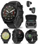 Garmin Tactix 8, 47mm AMOLED Display, Titanium Bezel, Sapphire Lens, Premium Tactical GPS Smartwatch, Includes Applied Ballistics Ultralight Solver, 40M Dive Rating, w/Wearable4U BlackEarbuds Bundle
