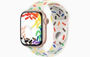 Apple Watch Series 10 [GPS + Cellular, 46mm] - Rose Gold Aluminum Case with Pride Edition Sport Band, S/M (Renewed)