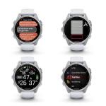 Garmin Fenix 8 43MM AMOLED Premium Multisport GPS Smartwatch Silver with Whitestone Silicone Band, Built-in LED Flashlight, Health & Fitness Smart Watch Bundle for Men & Women