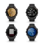 Garmin Fenix 8 47MM AMOLED Sapphire Premium Multisport GPS Smartwatch Carbon Gray DLC Titanium with Black Gray Silicone Band, Built-in LED Flashlight, Fitness & Health Smart Watch Bundle for Men