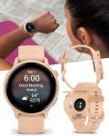 Wearable4U Garmin Vivoactive 6 - Health & Wellness Smartwatch, 1.2 in Bright AMOLED, Fitness & GPS Sports Tracking, Up to 11 Days of Battery, Metallic Pink Dawn & Pink Dawn Band w PowerBank Bundle