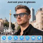 Mingtawn AI Smart Glasses 4K HD Camera, BT Call, 800W Anti-Shake Camera Glasses with Video Recording Dual Mic, Simultaneous Interpretation/GPT Identify Objects, 270mAh BlueLight Glasses（Photochromic 3