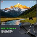 AI Smart Glasses with Camera, 8MP HD Photo and Anti-Shake Video Recordings, AI Glasses with Real-Time Translation/ AI Object Recognition/AI Voice Q&A, Calls and Music,Anti-Blue Light Camara Glasses