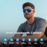 padom Camera Glasses for Men Women, 8MP HD Video Recording Glasses with Bluetooth & Speakers, Built-in Storage(No SD Card Needed), AI Smart Glasses with Camera for Cycling/Outdoor Sports/Travel(Blue)