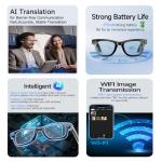 AI Smart Glasses with Camera, 8MP HD AI Smart Glasses, 1080P Video Recording Glasses with Voice Assistant,Real Time Translation, Voice Assistant, Open-Ear Audio for Travel, Meetings & Vlogging