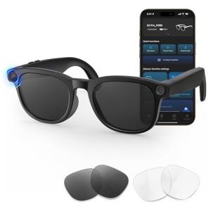 ZasLuke AI Smart Glasses 4K HD Camera, 800W Anti-Shake Camera Glasses with Video Recording Dual Mic, Simultaneous Interpretation/GPT Identify Objects for Travel, Outdoor & Vlogging