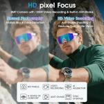 padom Camera Glasses for Men Women, 8MP HD Video Recording Glasses with Bluetooth & Speakers, Built-in Storage(No SD Card Needed), AI Smart Glasses with Camera for Cycling/Outdoor Sports/Travel(Blue)