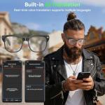 AI Smart Glasses with Camera, 8MP HD Photo and Anti-Shake Video Recordings, AI Glasses with Real-Time Translation/ AI Object Recognition/AI Voice Q&A, Calls and Music,Anti-Blue Light Camara Glasses