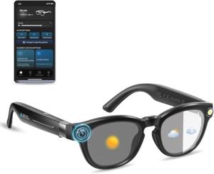 ROZEUS AI Smart Glasses with 4K Camera, Bluetooth Video Recording Sunglasses, Real-Time Translator for 100+ Languages, ChatGPT Voice Assistant Wearable, Hands-Free Photo Capture