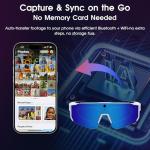 padom Camera Glasses for Men Women, 8MP HD Video Recording Glasses with Bluetooth & Speakers, Built-in Storage(No SD Card Needed), AI Smart Glasses with Camera for Cycling/Outdoor Sports/Travel(Blue)