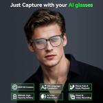 AI Smart Glasses with Camera, 8MP HD Photo and Anti-Shake Video Recordings, AI Glasses with Real-Time Translation/ AI Object Recognition/AI Voice Q&A, Calls and Music,Anti-Blue Light Camara Glasses