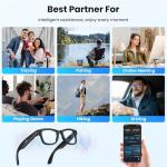 Mingtawn AI Smart Glasses 4K HD Camera, BT Call, 800W Anti-Shake Camera Glasses with Video Recording Dual Mic, Simultaneous Interpretation/GPT Identify Objects, 270mAh BlueLight Glasses（Photochromic 3