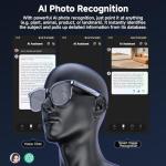 AI Smart Glasses with Camera, 4K 800W HD Video Recording Glasses with Audio, Bluetooth Sunglassess with Camera, Real-Time Translation, Voice Assistant, Object Recognition, Hands-Free Music Calls