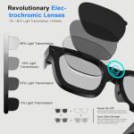 AMZISH Ai Smart Bluetooth Glasses, Electrochromic Lens, 8MP HD Anti-Shake Camera Glasses, 1080p Video Recording, Real Time Translation Open Earbuds, Voice Assistant, Sunglasses for Men Wome