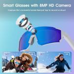 padom Camera Glasses for Men Women, 8MP HD Video Recording Glasses with Bluetooth & Speakers, Built-in Storage(No SD Card Needed), AI Smart Glasses with Camera for Cycling/Outdoor Sports/Travel(Blue)