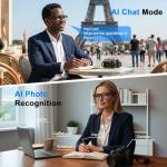 AMZISH Ai Smart Bluetooth Glasses, Electrochromic Lens, 8MP HD Anti-Shake Camera Glasses, 1080p Video Recording, Real Time Translation Open Earbuds, Voice Assistant, Sunglasses for Men Wome