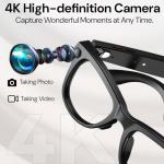 ORGWAUK Smart Bluetooth Glasses with Camera, 800W HD Camera Glasses for Video and Audio Recording, Photography, Sunglasses with UV Protection, AI Real-time Translation, Music & Call, Unisex