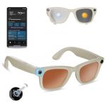 AI Smart Glasses with 8MP Camera 1080P HD Video & Audio Recording, Bluetooth 5.3 Smart Eyewear with Dual Mic, Real-Time Translation 110+ Languages, Voice Control, Photochromic Blue Light Lenses（Beige）