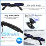 AI Smart Glasses with 4K HD Camera, 800W Anti-Shake Bluetooth Camera Glasses, 1080P Video Recording Dual Mic Noise Reduction, Real Time Translation&Simultaneous Interpretation, 290mAh Capacity(W630)