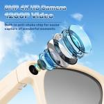 AI Smart Glasses with 8MP Camera 1080P HD Video & Audio Recording, Bluetooth 5.3 Smart Eyewear with Dual Mic, Real-Time Translation 110+ Languages, Voice Control, Photochromic Blue Light Lenses（Beige）
