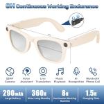 NILUTO Upgraded AI Smart Glasses with Camera 8MP HD1080P Video Glasses with Camera and Audio -Video Recording Glasses with Audio, Video Glasses, Real-Time Translation (Frost White)