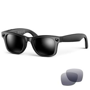 AI Smart Glasses for Men Women,8MP 2K HD Camera Glasses,AI Voice Control,AI Photo Recognition,Real-Time Translation,Smart Sunglasses with Bluetooth Call,IP67 Waterproof for Driving,Outdoor,+2 Lenses.