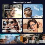 AI Smart Glasses with 8MP Camera & Bluetooth Calling - 2K HD Video, Photo Recognition, Smart Sunglass-Tint Lenses for UV/Blue Light, AI Voice Control & Live Translate for Travel, Meeting (L802-B)