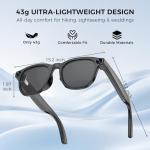 BRIBEJAT AI Smart Glasses with Camera, 800W HD Camera Glasses for Photos, 1080P Video Recording, Real time Translation, AI Voice Assistant, Bluetooth Audio, WiFi Transfer for Vlogging, Sports, Travel