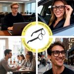 Aovemt AI Smart Glasses with Camera – 1080P HD Video & Audio, Real-Time Translation, ChatGPT Assistant, Bluetooth Smart Sunglasses with Noise Reduction, Prescription Lenses Compatible