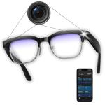 nexlenz Smart Camera Glasses–8MP Photo&Smooth 4K Video,AI Object Recognition,Real-Time Translation,Bluetooth Audio&Calls,Dual-Mic Noise Reduction,IP65 Half-Frame Design (bulelight)